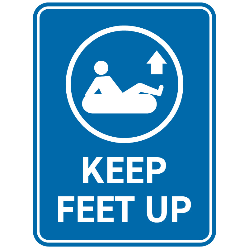 Keep Feet Up - Tubing sign for winter reminding guests to keep their feet up - Reflective Aluminum Sign produced by Inter-Mtn.. Click to expand image