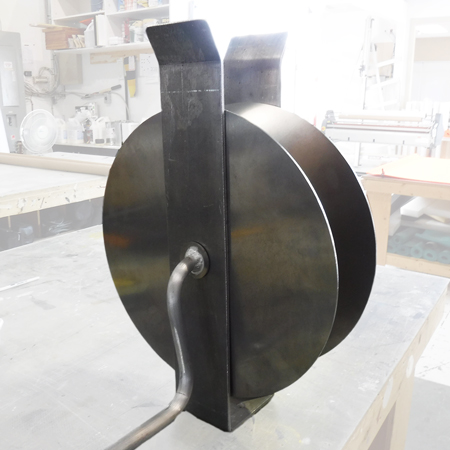 Aluminum Barrier Band / Rope Winder Open Design with locking mechanism - Large 24" length with 20" discs x 4.5'" wide.. Click to expand image