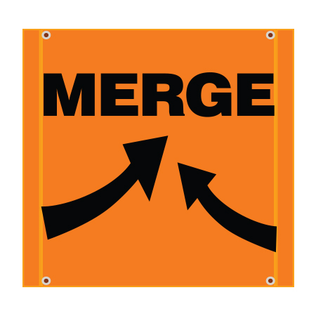 BS03 Merge, high visibility orange square mesh banner 30x30, high visibility orange mesh banner 84x30, tear and mildew resistant high tenacity polyester, coated with fade resistant high vis orange vinyl, grommets and sleeves on sides for bamboo poles. Click to expand image