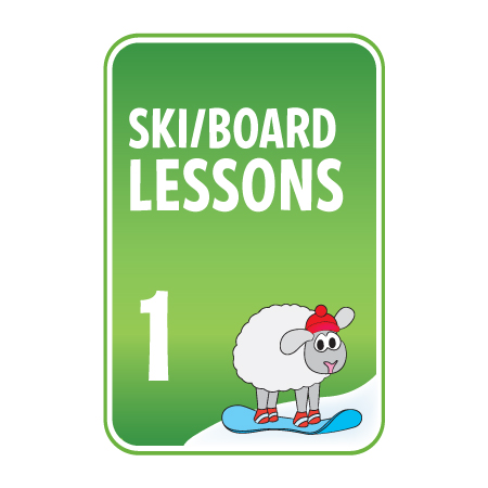 KS22 12" x 18" (actual size 30x45cm) Aluminum Sign -Ski/Board Lessons 1, with "character" Skier.. Click to expand image