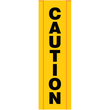 BV04 Caution, high visibility yellow vertical mesh banner 18x60, high visibility yellow mesh banner 84x30, tear and mildew resistant high tenacity polyester, coated with fade resistant bright yellow vinyl, grommets and sleeves on sides for bamboo poles. Click to expand image