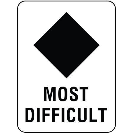 H102 Most Difficult 18" x 24" Aluminum White Reflective black advanced trail sign produced by Inter-Mtn.. Click to expand image