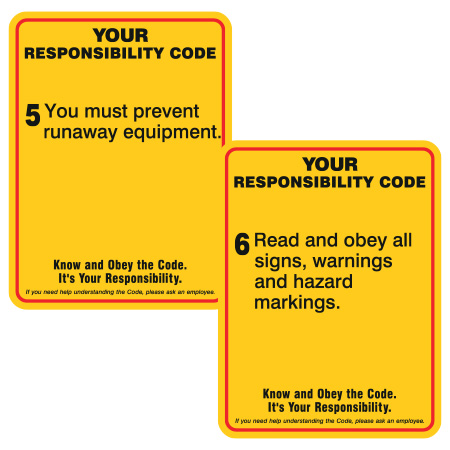 H605 Your Responsibility Code (US), yellow reflective aluminum liability sign with rounded corners - ski area sign - Inter-Mtn.. Click to expand image