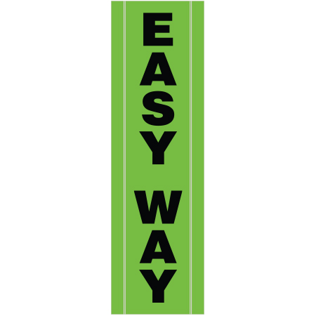 BV15 Easy Way, high visibility green vertical mesh banner 18x60, tear and mildew resistant high tenacity polyester, coated with fade resistant high vis green vinyl, grommets and sleeves on sides for bamboo poles. Click to expand image