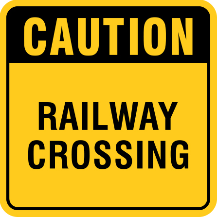 B424a 12" x 12" (actual size 30x30cm) Aluminum Sign - Caution, Railway Crossing.. Click to expand image
