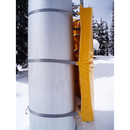 Tower Pad 6' x 6' x 6" Open Cell Foam with Straps and Buckles Yellow 18oz Vinyl.. Click to expand image