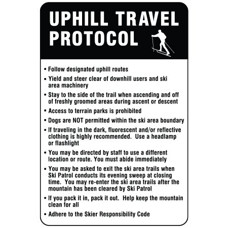 H222 Uphill Travel Protocol confirm wording 24" x 36" Full Colour High Performance Vinyl Print or Reflective Print with Protective Laminate Aluminum Sign produced by Inter-Mtn.. Click to expand image