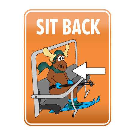 KS25 18" x 24" (actual size 30x45cm) Aluminum Sign -Sit Back, with "character" Skier.. Click to expand image