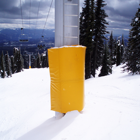 Tower Pad 6' x 6' x 6" Open Cell Foam with Straps and Buckles Yellow 18oz Vinyl.. Click to expand image