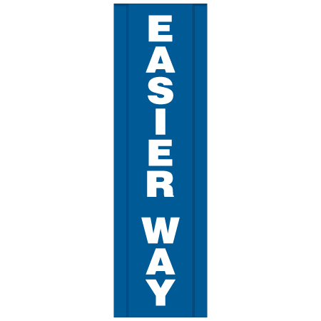 Easier Way vertical banner on blue for ski resorts with pole pockets and grommets. Click to expand image