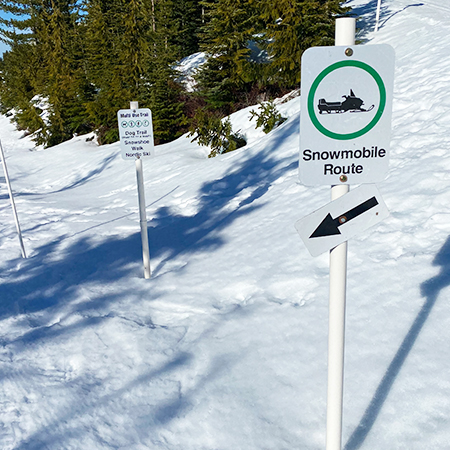 H206 Snowmobile Route 18" x 24" White Reflective Aluminum Sign produced by Inter-Mtn.. Click to expand image