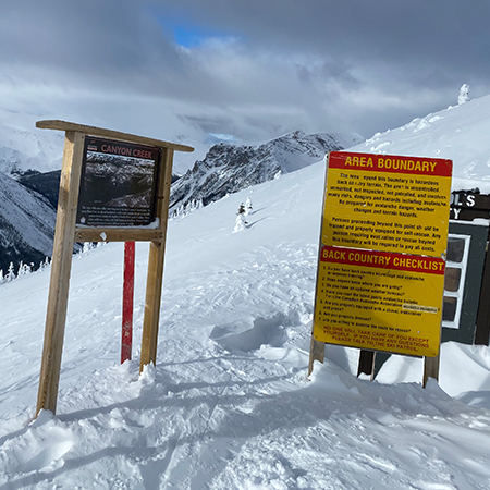 H401 H402 36" x 30" Back Country Checklist, Area Boundary, yellow reflective aluminum closure sign with rounded corners - ski area sign - Inter-Mtn.. Click to expand image