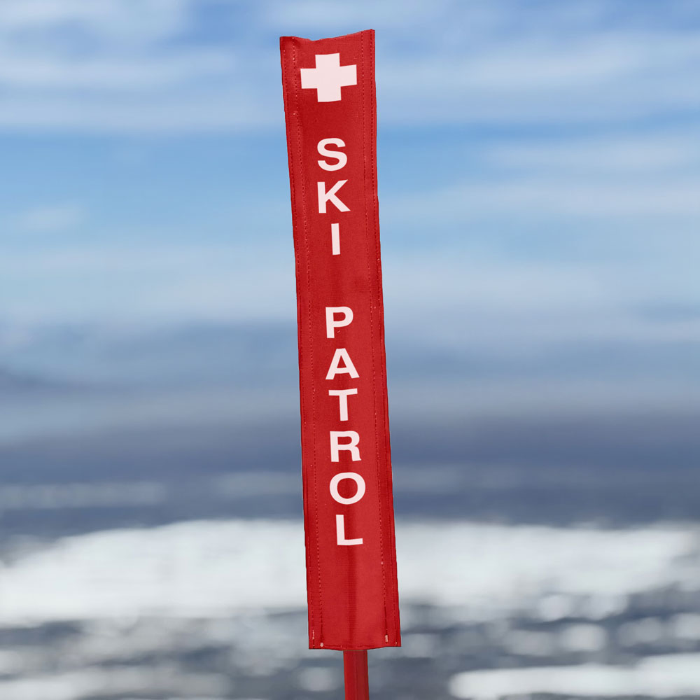 18oz vinyl banner material with a digital print - Pole Banner for ski resorts Ski Patrol. Click to expand image