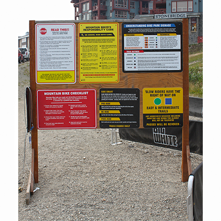 Lift Sign Board at Big White for Bullet Chair. This is to display their Mountain Biking signs.. Click to expand image