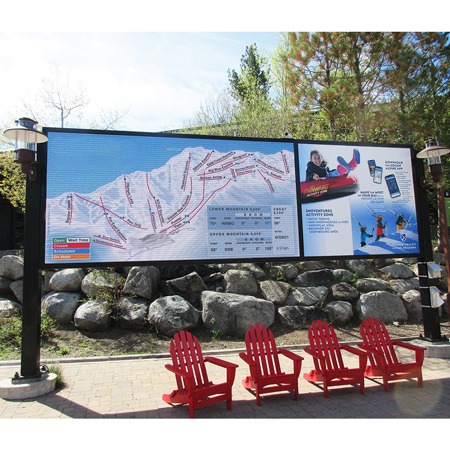 Bringing ski resorts the latest in digital signage and displays. Customized package that can work with your existing structures or incorporate new designs. Real-time updates that can feed directly from ski patrol or mountain operation centres. Smart control data from your tablet, smartphone or laptop.. Click to expand image