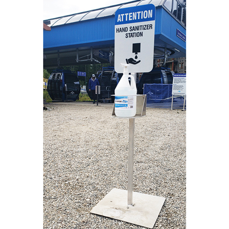 Aluminum Hand Sanitizer Stand - Freestanding 60" Tall with a 12" x 18" Sign Panel.. Click to expand image