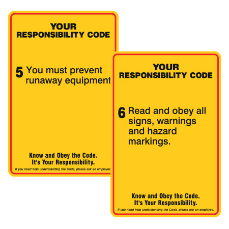 H605 Your Responsibility Code (US), yellow reflective aluminum liability sign with rounded corners - ski area sign - Inter-Mtn.. Click to expand image