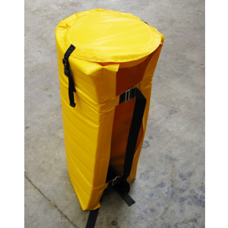 Hydrant Pad 24" x 62" with Attached Round Lid 17" Interior Diameter with 2" Foam - Yellow 18oz Vinyl.. Click to expand image