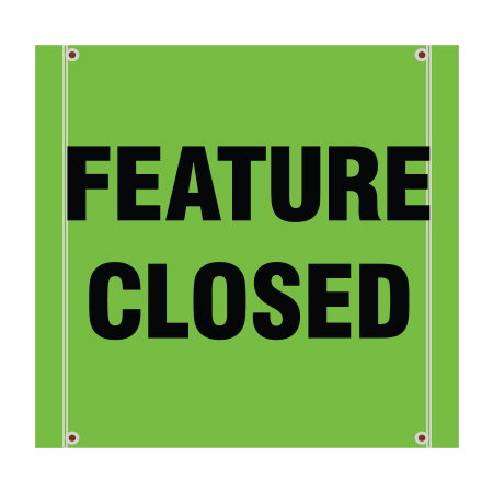 BS05 Feature Closed, high visibility green square mesh banner 30x30, tear and mildew resistant high tenacity polyester, coated with fade resistant high vis green vinyl, grommets and sleeves on sides for bamboo poles. Click to expand image