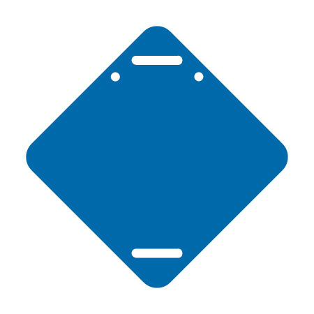 D13 Blank Blue Diamond Discs 10.5" x 10.5" polythylene disc, UV protected and cost effective marking signs, holes on top to hang from rope, slots top and bottom to fit over bamboo poles, trail and ability markers. Click to expand image