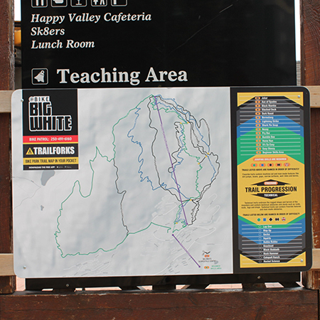 B853 Trail Progression, coroplast, 12 gauge sign grade aluminum, print, mountain bike, bike park, trail sign, level of difficulty, trail names.. Click to expand image