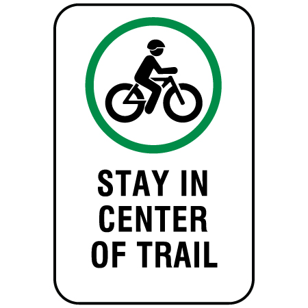 W271 Fat Bikes Stay in Centre of Trail 12" x 18", White reflective aluminum winter adventure sign with rounded corners - ski area sign - Inter-Mtn.. Click to expand image