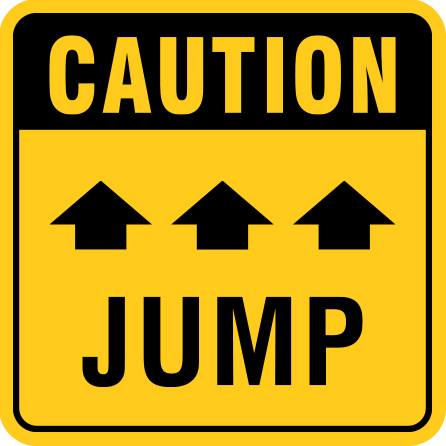 B411, 18 x 18, 12 x 12, caution drop, arrows pointing up, Mountain bike risk and liability, safety, summer, trail, downhill, available on white or yellow coroplast and 12 gauge sign grade aluminum sheeted with top quality, high performance print* or vinyl graphics.. Click to expand image