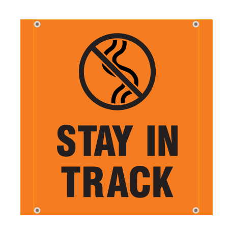 Stay on track high vis banner in orange