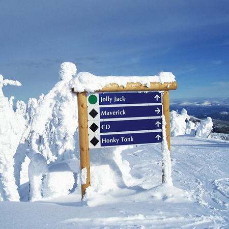 Durable and built to withstand harsh mountain environments. While easy to read, trail programs are designed primarily to assist your guests. Standard re-turned 12 gauge sign grade aluminum and high performance vinyl; resistant to fading, bending, cracking, and rodents. Complementary programs for nordic, fat bike, and snowshoe trails. Available in flat aluminum or wood sign systems with custom programs.. Click to expand image