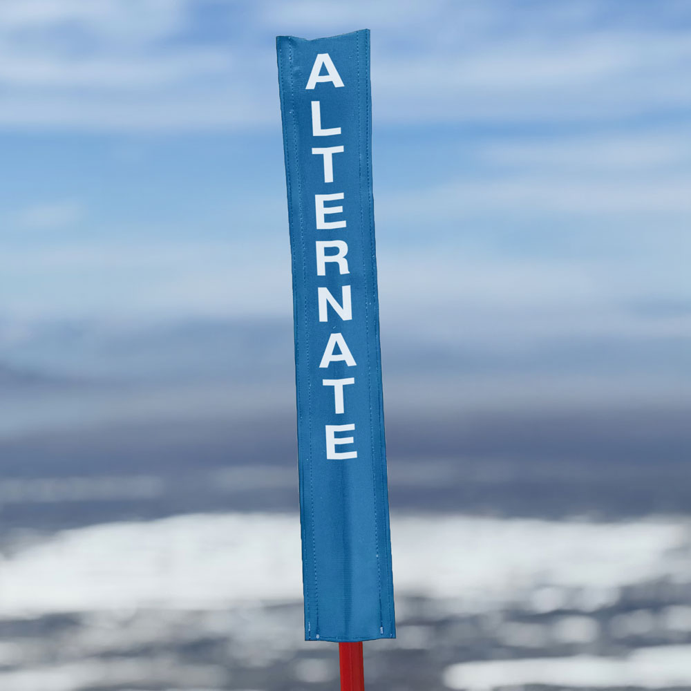 18oz vinyl banner material with a digital print - Pole Banner for ski resorts that reads Alternate. Click to expand image