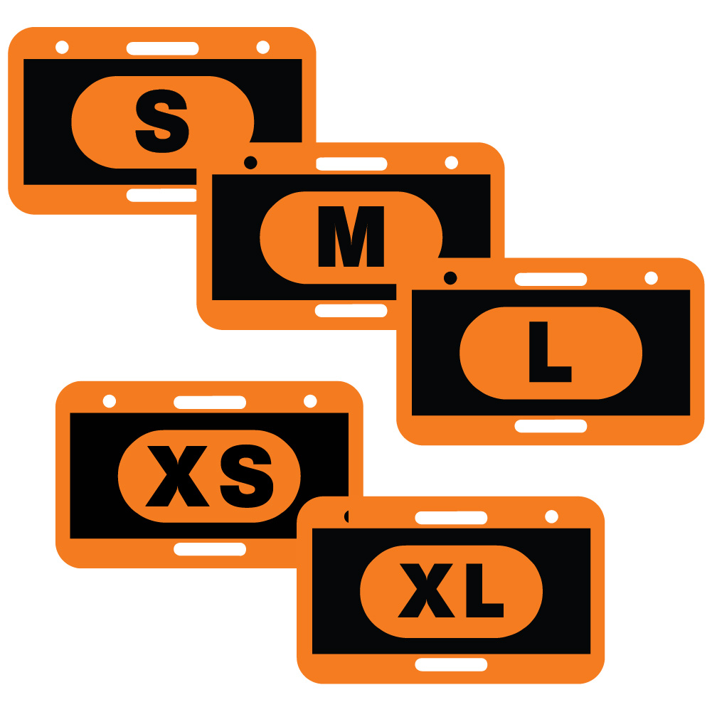 T06, 11.5 x 7, Medium M, Large L, Small S, Extra Large L, Hit Markers, orange square polythylene disc, UV protected and cost effective marking signs, holes on top to hang from rope, slots top and bottom to fit over bamboo poles, trail and ability markers, terrain park jumps.