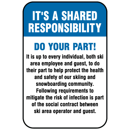 F068 It's A Shared Responsibility Do Your Part! 12" x 18", white reflective aluminum physical distancing and covid sign with rounded corners - Inter-Mtn.. Click to expand image