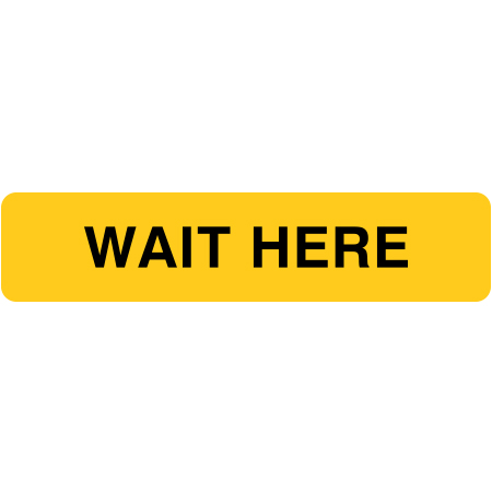 A30 Wait Here - Horizontal 18" x 4" Yellow Reflective Aluminum ANSI lift line sign for ski areas produced by Inter-Mtn.. Click to expand image