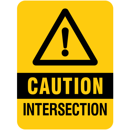 W119 Caution - Intersection 18" x 24", yellow reflective aluminum nordic sign with rounded corners - ski area sign - Inter-Mtn.. Click to expand image