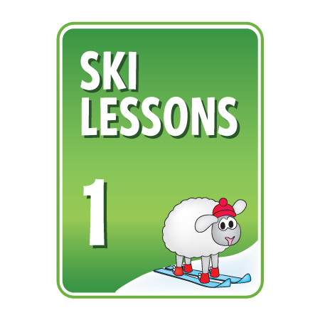 KS12 18" x 24" (actual size 30x45cm) Aluminum Sign -Ski Lessons 1, with "character" Skier.. Click to expand image
