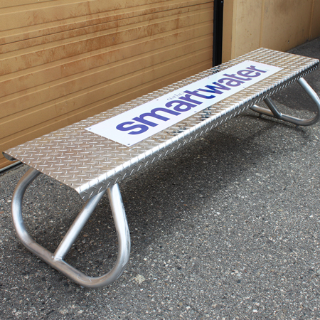 Aluminum 6' Bench with Checker Plate Top and Four Lugs.. Click to expand image
