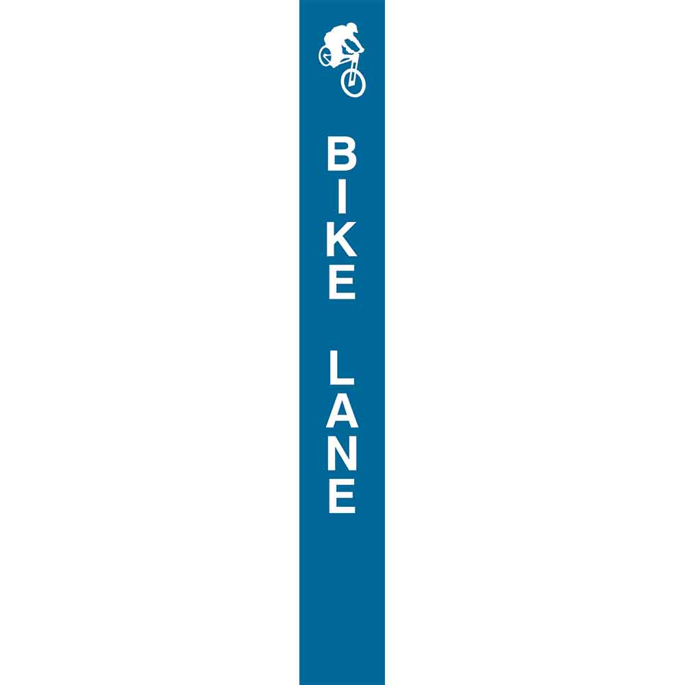 Bike Lane - Blue Vertical Vinyl Pole Banner 5" x 40" for ski areas and lift access mountain biking at a lift loading and unloading areas. Click to expand image