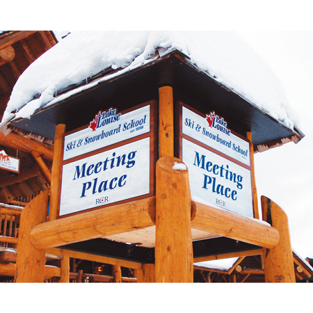 Specially designed adult, youth and kid themed areas add excitement to lesson programs and brand lesson areas. Design a program for your ski school meeting places, lift entrance areas, instructional level boards, interior rate signs and check-in boards.. Click to expand image