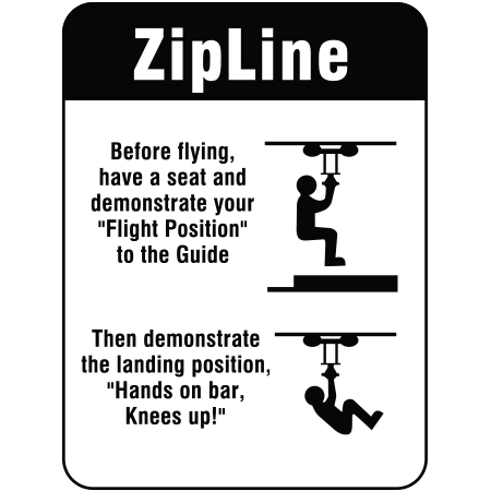 R412 Zipline instructions, 18 x 24, Reflective Aluminum Sign, message for all parks and recreational facilities. Rules, conditions, and instructions of your specific area, jurisdiction, produced by Inter-Mtn.. Click to expand image