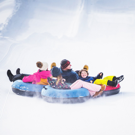 Adult Soft Bottom Snow Tubes 41" - Complete with Inner Tube and Leash - Blue Cordura.. Click to expand image