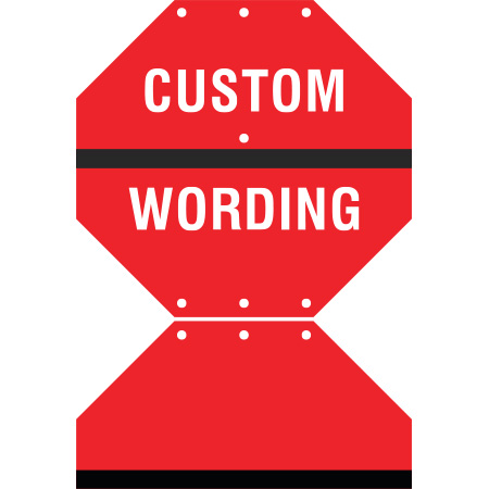 D33 Custom Wording, Red Octagon Flip Discs 18 x 18, polythylene disc, UV protected and cost effective marking signs, holes on top to hang from rope, slots top and bottom to fit over bamboo poles, trail and ability markers.. Click to expand image