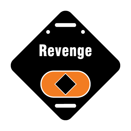 E152, 11.5 x 11.5, Freeride trail name, black diamond polythylene disc, UV protected and cost effective marking signs, holes on top to hang from rope, slots top and bottom to fit over bamboo poles, trail and ability markers.. Click to expand image