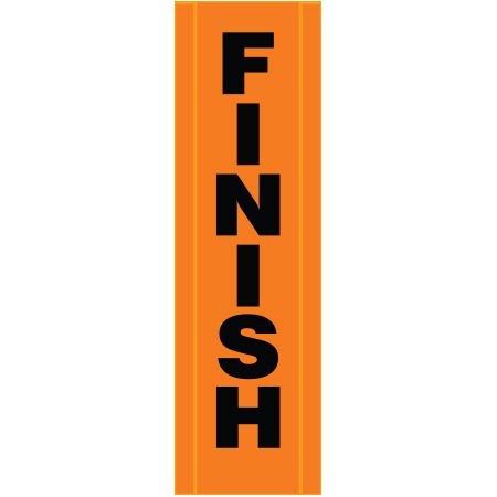 BV06 Finish, high visibility orange vertical mesh banner 18x60, high visibility orange mesh banner 84x30, tear and mildew resistant high tenacity polyester, coated with fade resistant high vis orange vinyl, grommets and sleeves on sides for bamboo poles. Click to expand image