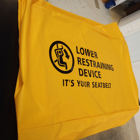Crash Mat Cover Only (No Foam) 8' x 7.5' x 30" with Mesh Air Release and 4 Webbing Handles Sewn into Sean with Velcro Closure - Yellow 18oz Vinyl.. Click to expand image