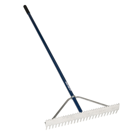 Aluminum Multi Purpose Rake - Blue - 24" Heavy Duty Aluminum "Push Pull" Bracing 66" Powder-Coated Aluminum Cushion Grip.. Click to expand image