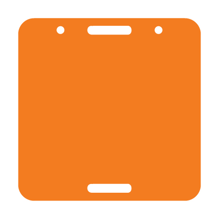 D12 Blank - Orange Square Discs 11.5" x 11.5" polythylene disc, UV protected and cost effective marking signs, holes on top to hang from rope, slots top and bottom to fit over bamboo poles, trail and ability markers. Click to expand image