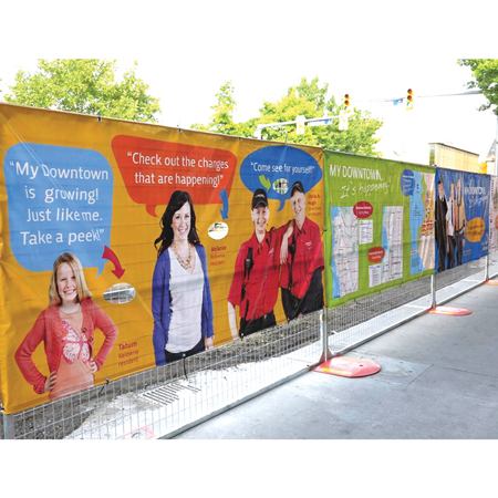 Fence Wrap - Large Format Printing - 13oz Banner with Standard Hems & Grommets in Corners and Every 2 feet.. Click to expand image