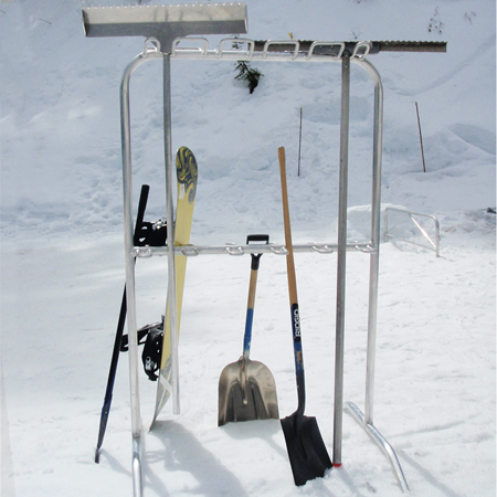 Inter-Mtn.'s lift hut organizers are durable, lightweight, and functional. Safety lugs for spacing ensure no sharp edges or points. Standard size 4’ long or custom. Available in a freestanding unit or wall mounted.. Click to expand image