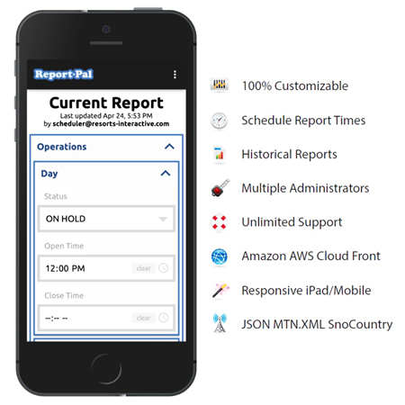 Resorts Interactive Subscription Software for ReportPal Snow Reporting Software.. Click to expand image