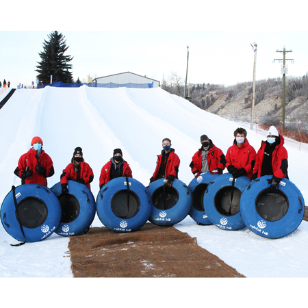 Adult Hard Bottom Snow Tubes 41" - Complete with Inner Tube and Leash - Blue Cordura.. Click to expand image